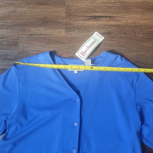 Embroidered Flower box garden Bechamel Grandma shirt button up Blue size M Royal - Picture 8 of 11